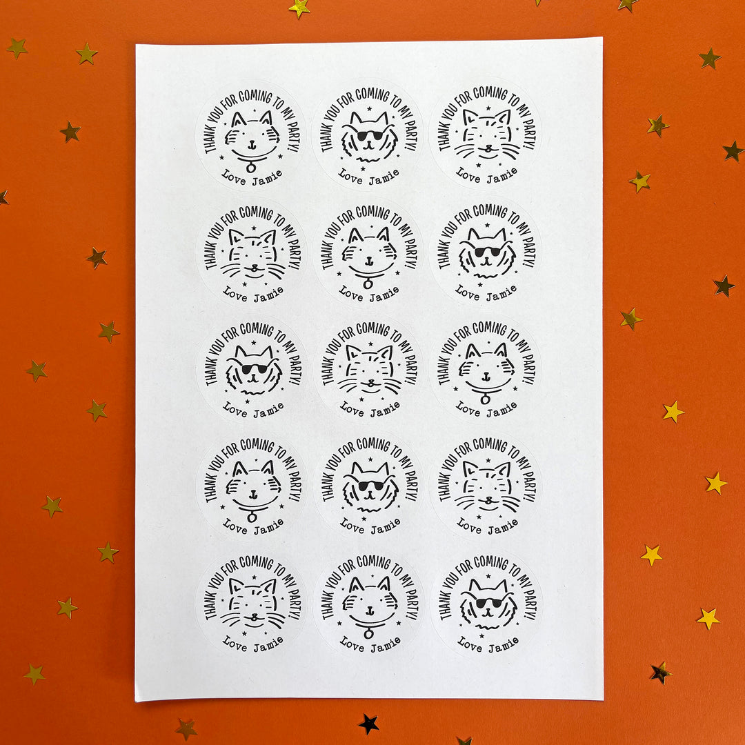 Purrrfect Personalised Party Stickers