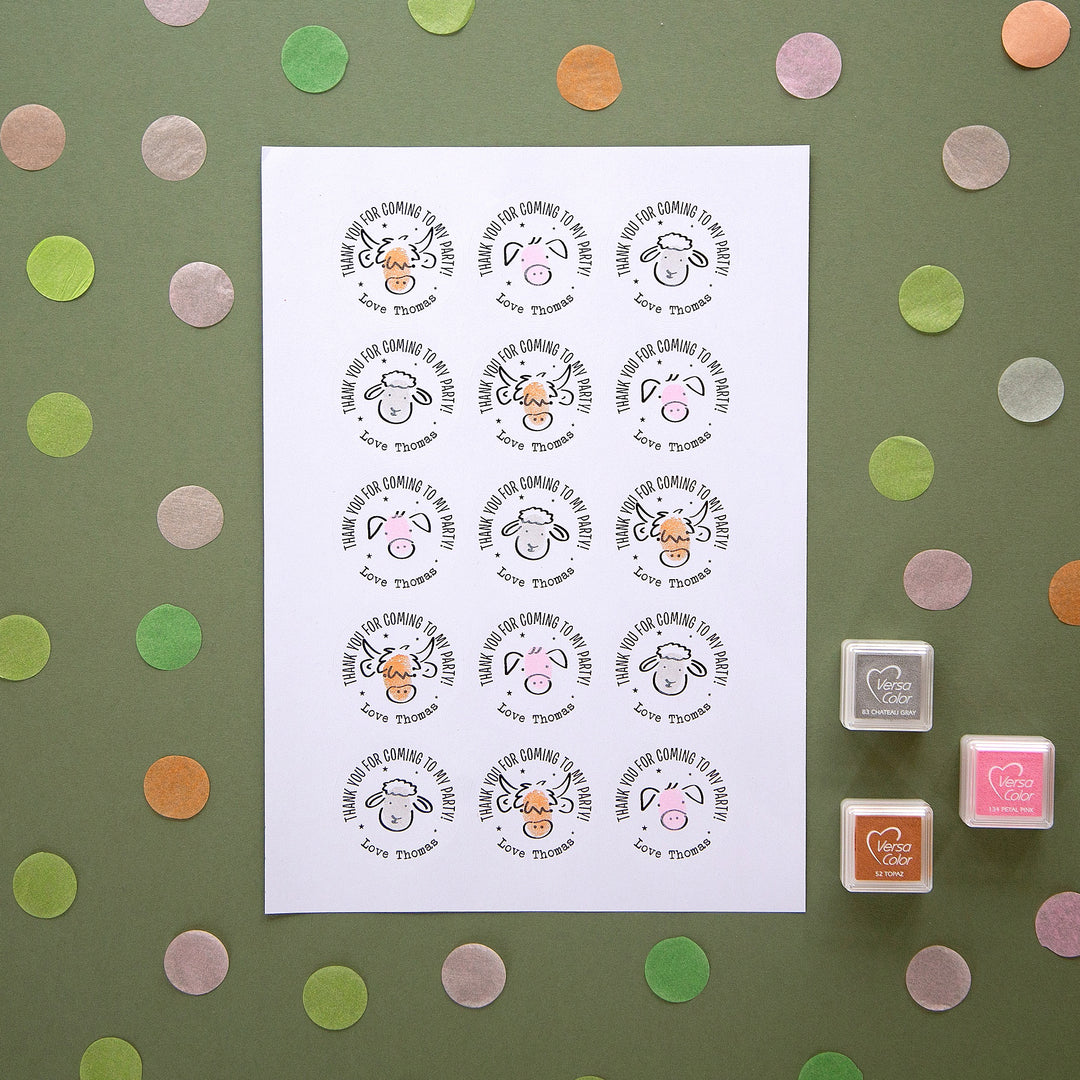 Farm Personalised Party Stickers