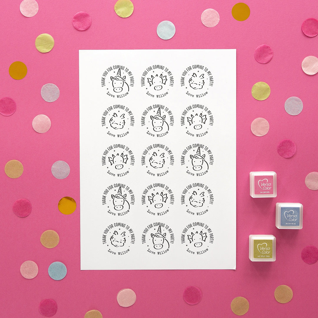 Mythical Creatures Personalised Party Stickers