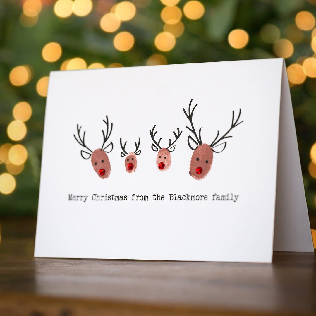 Festive Fingerprints Personalised Reindeer Christmas Card