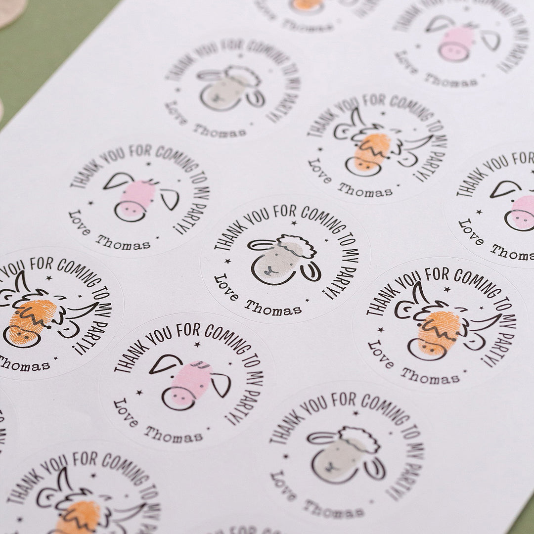 At The Farm Personalised Party Stickers