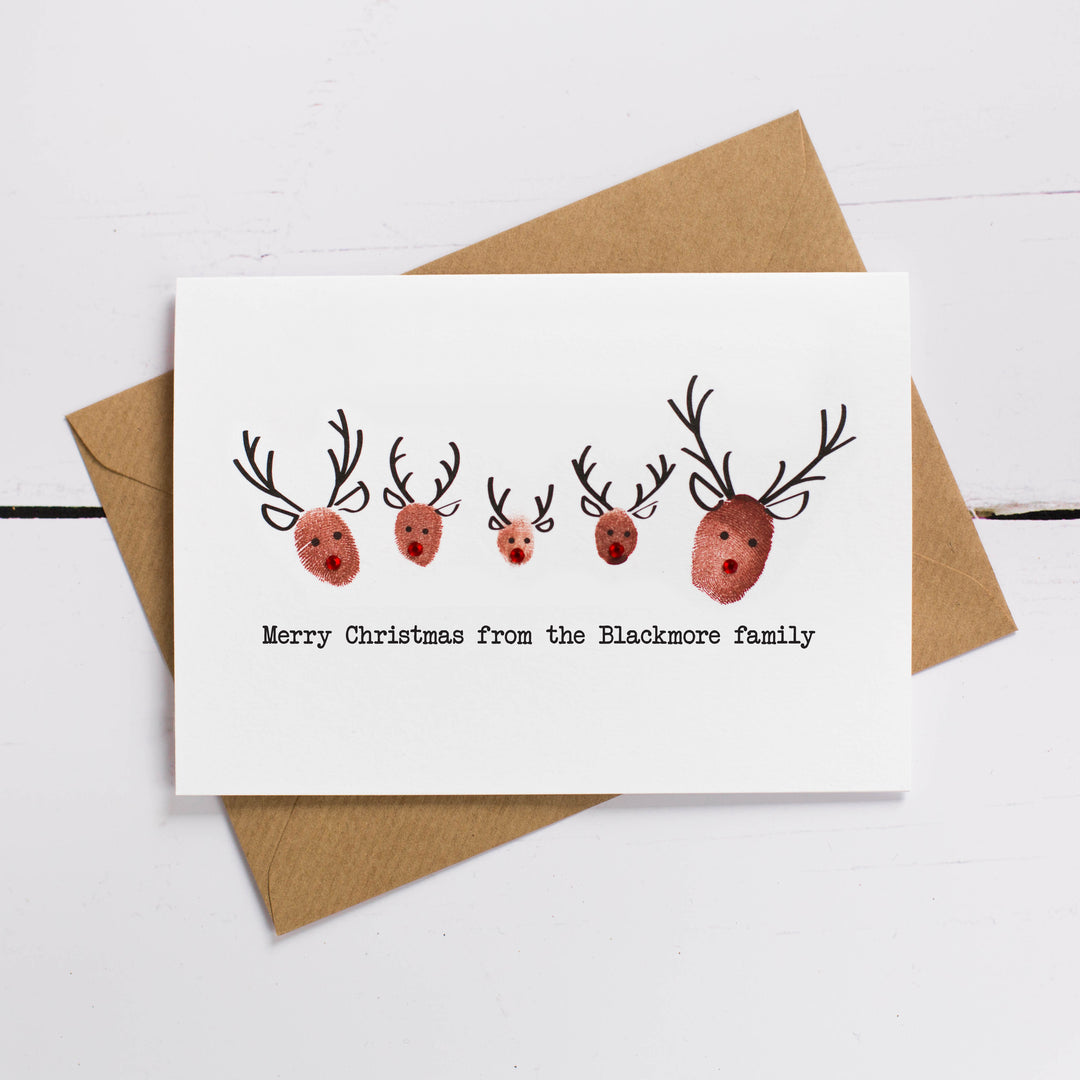Reindeer Personalised Christmas Card Kit (18 Pack)
