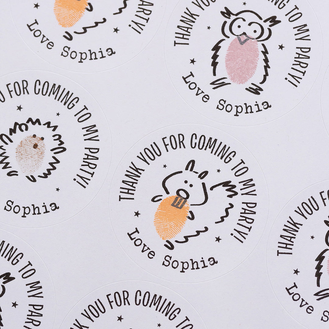 Woodland Friends Personalised Party Stickers